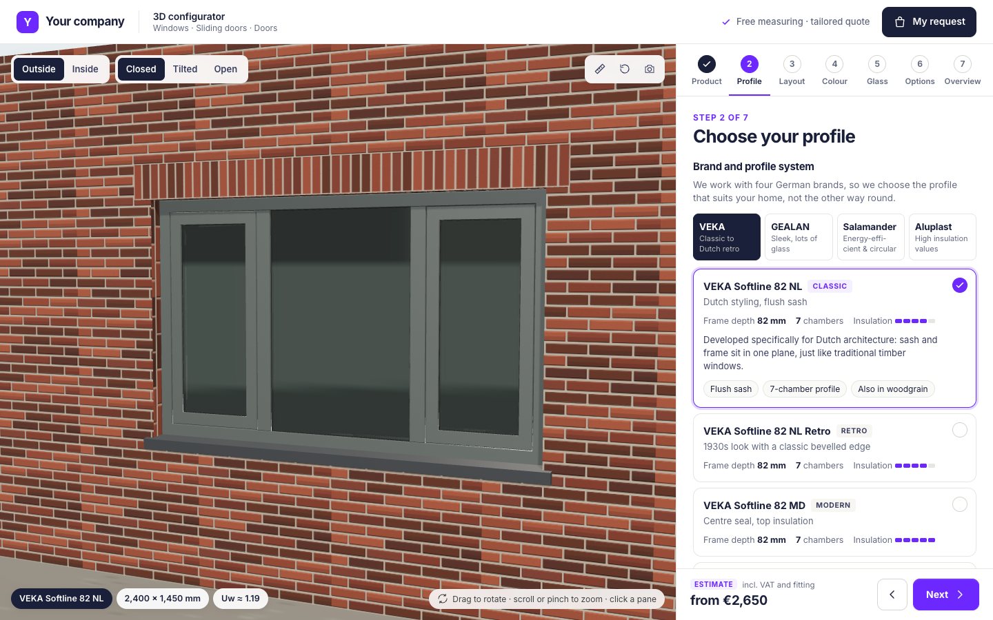 The window configurator in 3D
